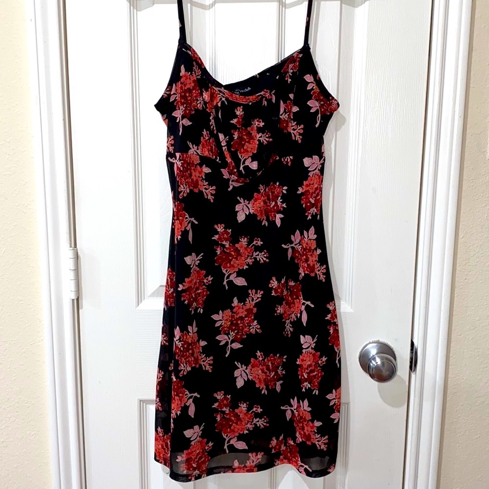 My Michelle pink and maroon floral dress side M like new